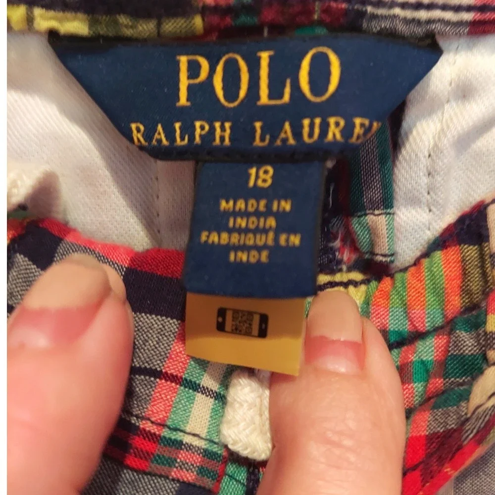 Polo Ralph Lauren Vintage Boys Patchwork Madras Plaid Shorts Preppy Size 18 NWT